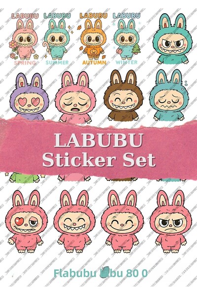 One Little Happiness Labubu Sticker - Autocolant pentru laptop Bullet Journal...