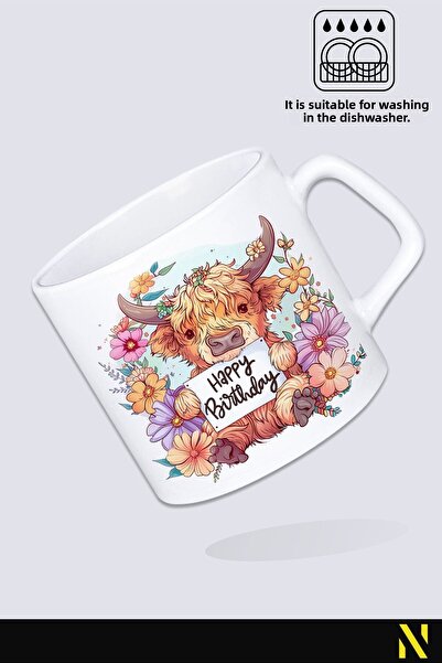 nilizma Happy Birthday Cute Cow Mug Cup Mug 225 ml