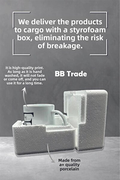 BB TRADE Türkiye Map Designed White Ceramic Printed Mug Cup 330ml