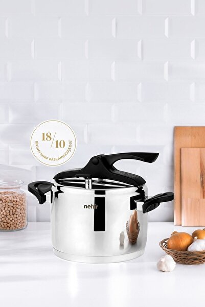 Nehir 8 Liter Stainless Steel Pot - Silver Trend with Pressure