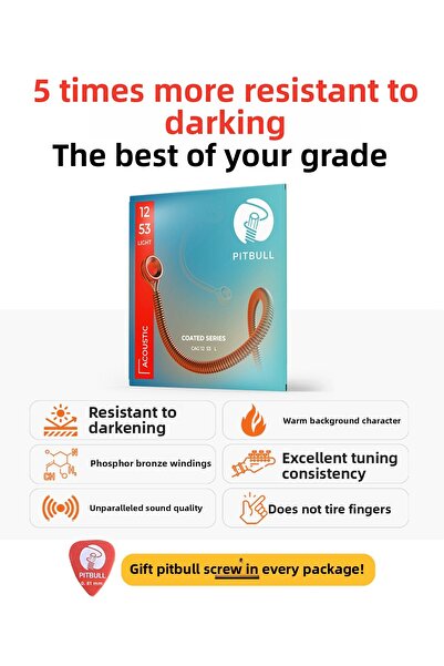 Pitbull Strings Coated Series Acoustic Guitar String Cag 12-53 L