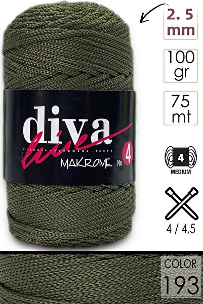 Diva İplik خيط Diva Line Diva Macrame سميك (رقم: 4) 193 كاكي