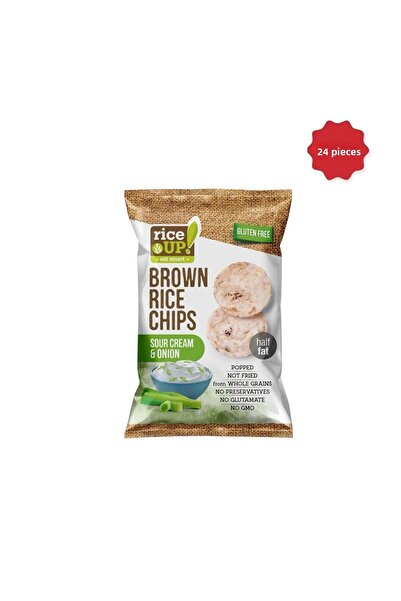 Rice Up رقائق الأرز البني الخالية من الغلوتين بالكريمة الحامضة والبصل 60 جرام*24 قطعة