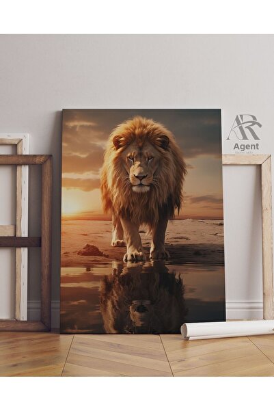 AR AJANS KANVAS TABLO Pictură decorativă pe pânză cu aspect regal de leu