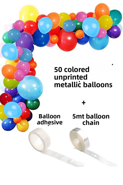 Parti dolabı 50 Balloons Colorful Plug-In Colorful Mixed Orange Light Green R...