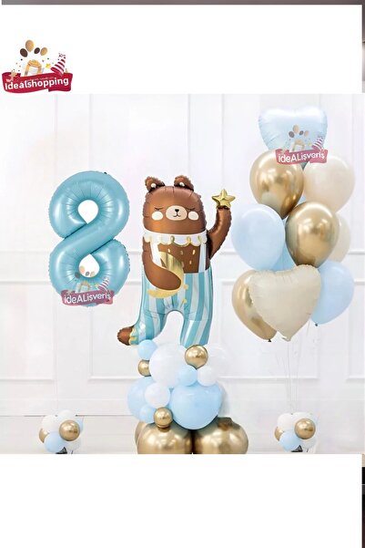 Bkmc مجموعة زينة لحفلات أعياد الميلاد مع رقائق دب تيدي اللطيفة بعمر 8 سنوات ب...