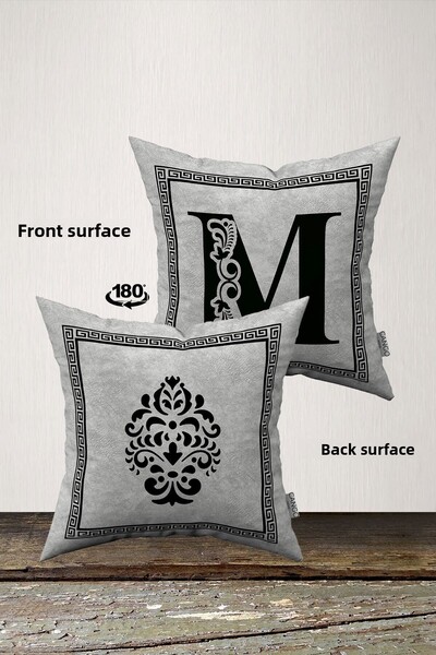 INSENSE HOME Velvet Babyface Double Sided Lettered Throw Pillow Cover - Letter M
