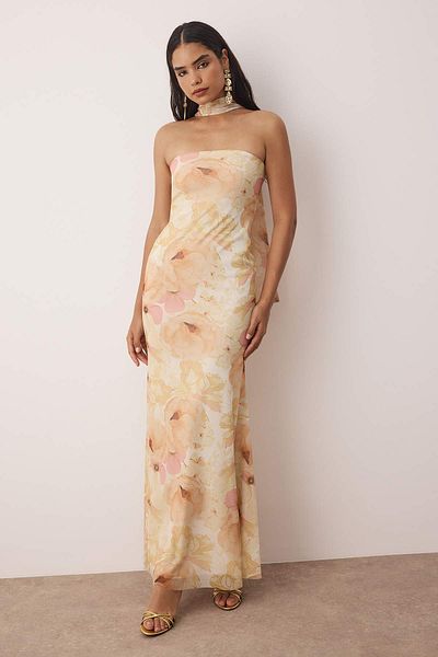 Trendyol Collection Multicolored Floral Knitted Tulle Maxi Evening Dress Night Homecoming Dress Tprss25Ae00194