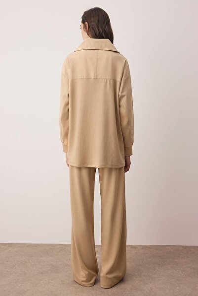 Trendyol Modest Σετ φόρμας από μαλακό ύφασμα υφασμένο από μαλακό ύφασμα σε μπεζ χρώμα TCTAW26EN00000