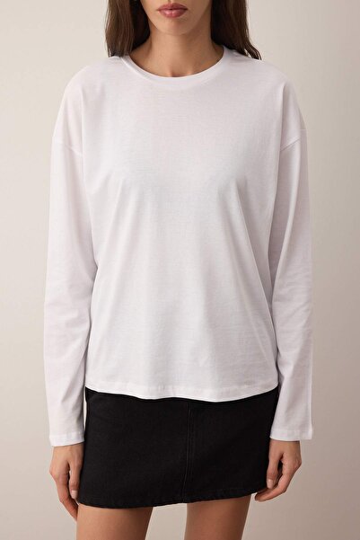 Trendyol Collection Λευκό-Λευκό 2 Πακέτο 100% Μονόκλινο Πλεκτό Μπλουζάκι Oversize/Φαρδύ κοψίδι TWOAW25TS00004