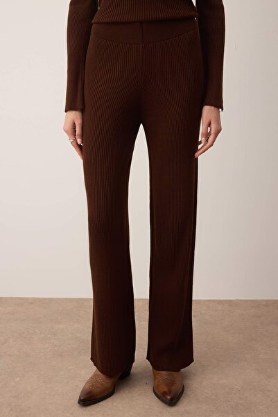 Trendyol Collection Brown Square Collar Body Hugging Knitwear Bottom - Top Set Twoaw26Au00054