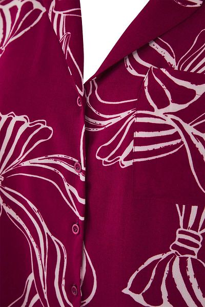 Trendyol Curve Cherry Shirt Collar Ribbon/Bow Pattern Woven Pajamas Set Tbbaw25Ai00007