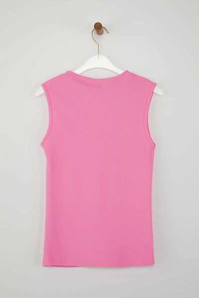 Trendyol Collection Pink Accessory Button Crew Neck Regular Size Vest Knitted Blouse Twoss25Bz00558