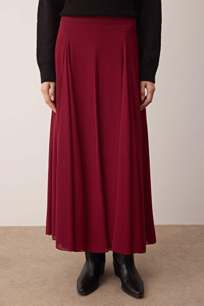 Trendyol Modest Dark Burgundy Godeli Lined Woven Skirt Tctaw26Ee00000