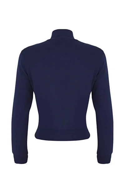 Trendyol Collection Navy Blue Zippered Slim/Fitted Knitted Sweatshirt Twoaw26Sw00006