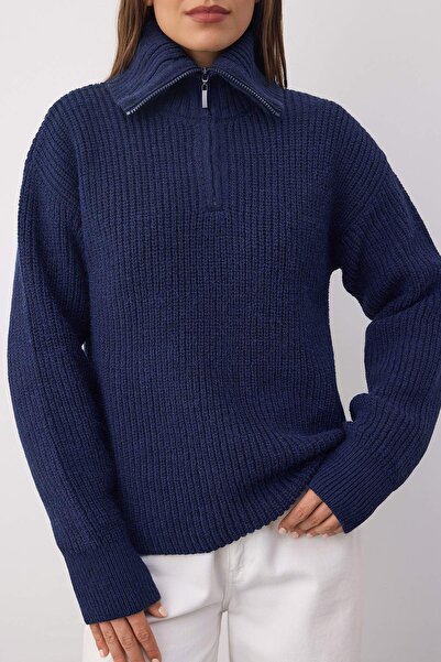 Trendyol Collection Wardrobe Essentials Navy Blue Soft Textured Knitwear Sweater | Twoaw26Kz001800