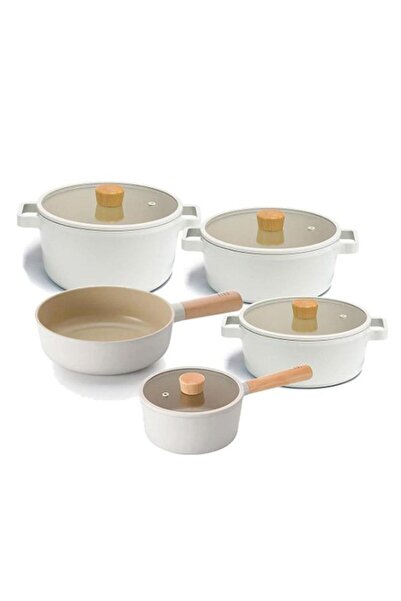 NEOFLAM Fika Bej Tencere ve Tava Seti 9 Parça D-NEOFS9