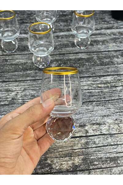 YzHome 6-Person Gilded Glass Diamond Footed Coffee Side Glass Cup 50ml