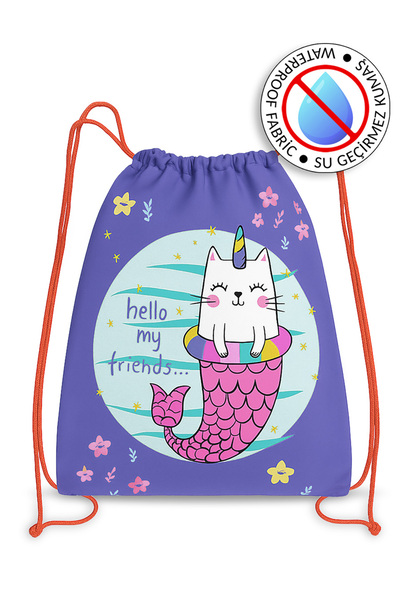 Molie Mermaid Waterproof Girl's Drawstring Backpack - Beach Bag