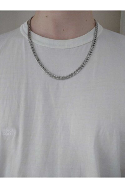 Akgümüş Özel Üretim (gümüş Renk) Çelik Kaplama Gurmet Kolye