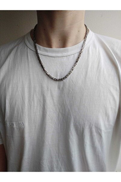 Akgümüş Çelik Ince Kral Kolye