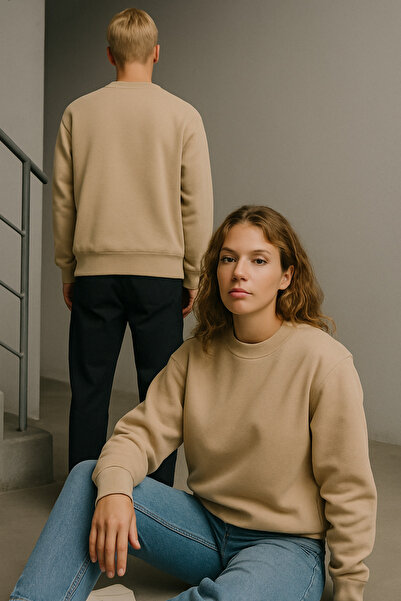 By Caspita Fashion Lenithra Basic Oversize Bej Унісекс Світшот