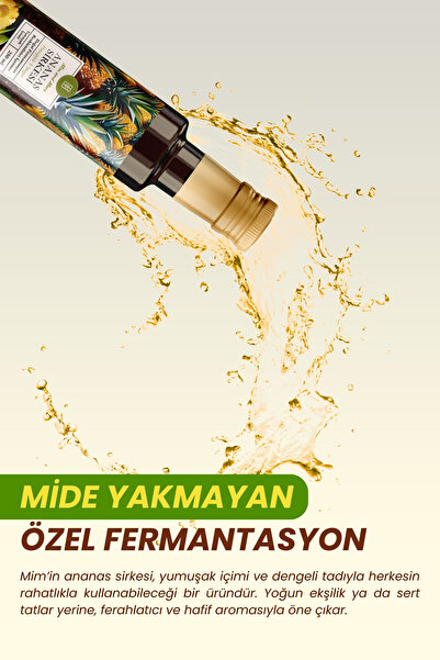 Mim and More Ananas Sirkesi - Doğal Fermantasyon, %100 Doğal, Katkısız, 250 ml
