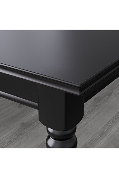 IKEA yemek masası takımı, siyah-Vissle gri, 4 sandalyeli, açılabilir, 155/215x87