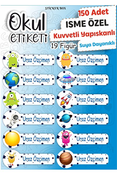 Think And Print 150 Adet Uzay Temalı Defter Kitap Kalem Etiket Okul Etiketi S...