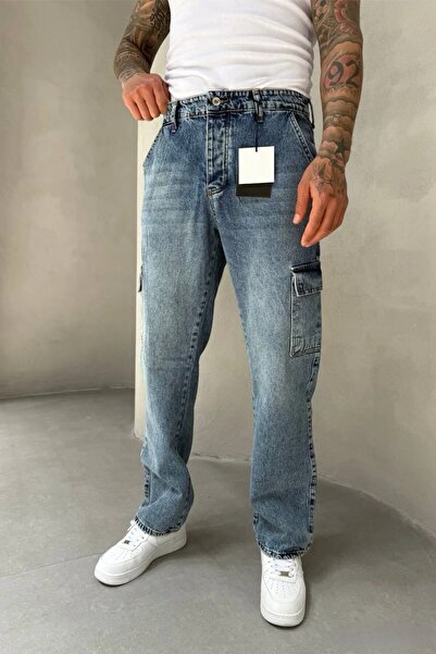 MADZEYMODA Чоловічі джинси-карго темно-сині