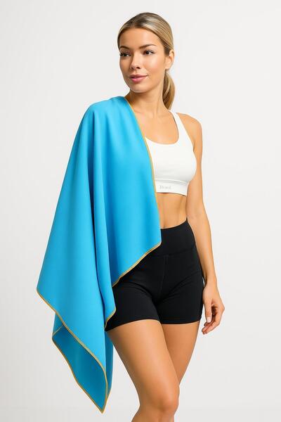 Telvesse Unisex Microfiber Pool Towel 80X130 cm Soft Textured Sea Bath Sports Towel Large Size Blue