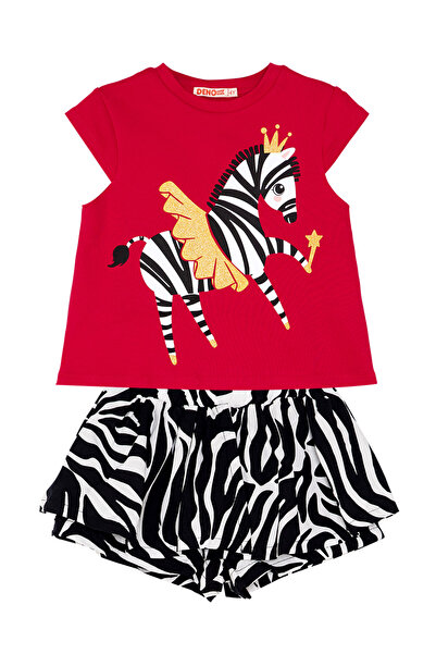 Denokids Ballerina Zebra Girl's T-Shirt Shorts Set