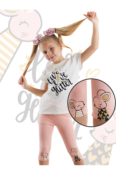 Denokids Set de tricou și jambiere de vară Mouse drăguț pentru fete