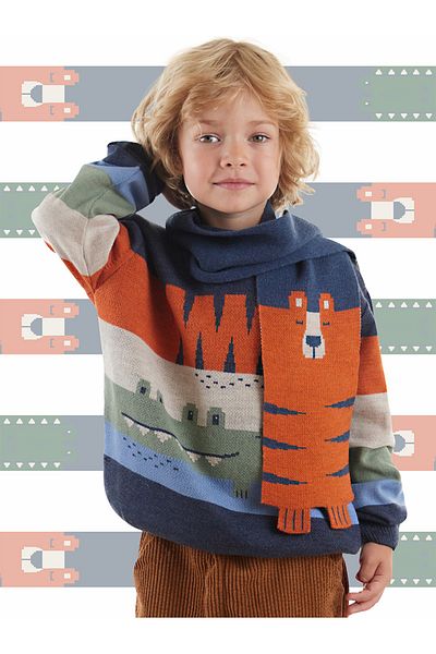 Denokids Boy's Scarf - Tiger Crocodile