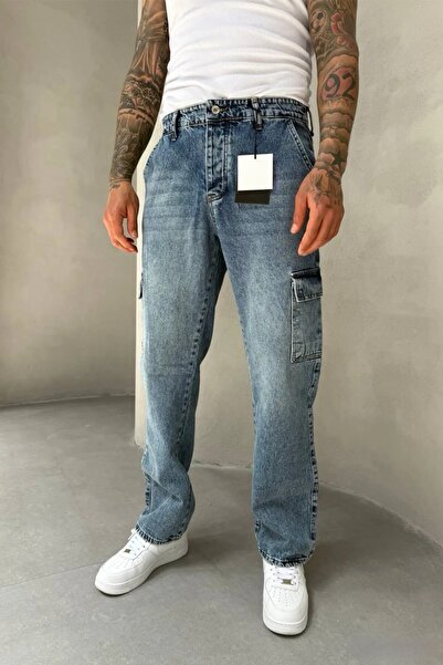 MADZEYMODA Чоловічі джинси-карго темно-сині