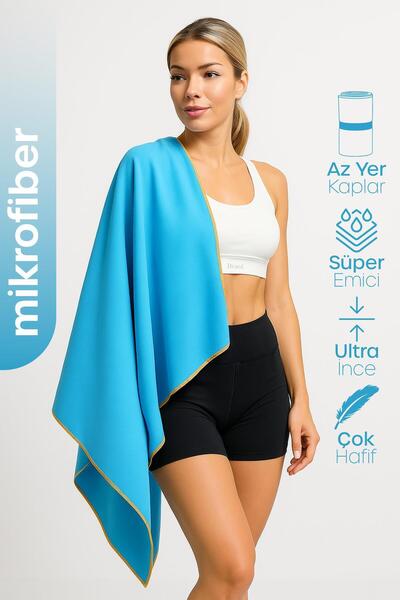 Telvesse Unisex Microfiber Beach Towel 80X130Cm Soft Textured Sea Bath Sports Towel Large Size Turquoise