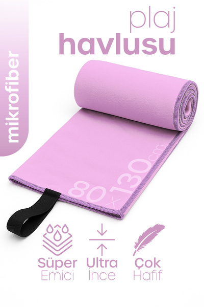 Telvesse Unisex Microfiber Beach Towel 80X130Cm Soft Textured Sea Bath Sports Towel Large Size Purple