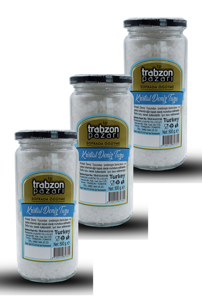 TRABZON PAZARI Rafinesiz, Iyotsuz Kristal Deniz Tuzu 3x500 Gr