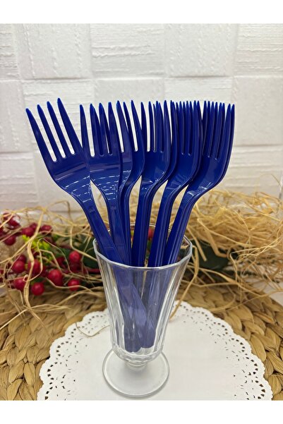 Deniz Party Store Dark Blue Plastic Disposable Forks 24 Pieces