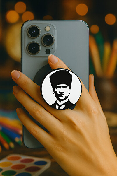 Genel Markalar Atatürk Silüet Telefon Tutucu Pop Socket Rahat Kullanım Parmak...
