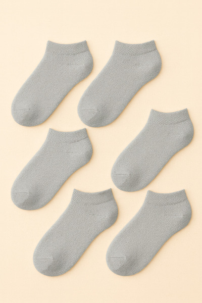 Mudizone Unisex Gray Sneakers - Set of 6 Ankle Pairs Socks