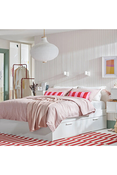 IKEA çift kişilik baza, beyaz, 140x200 cm, 4 çekmeceli