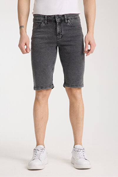 muzzo jeans Erkek Açık Gri Kot Şort