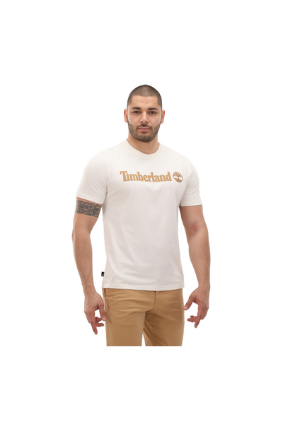 Timberland Чоловічий білий круглий виріз з логотипом з лінійним логотипом