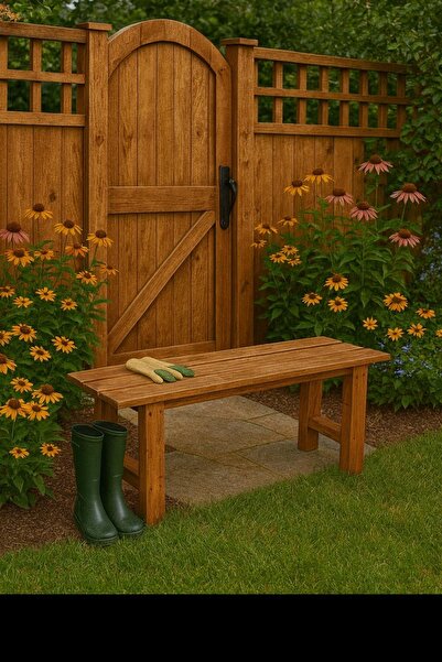 pinoxi Masif Ahşap Bank Bench Sandalye Mutfak Bank Ceviz 100cm X 30cm Ceviz Renk