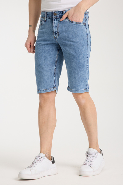 muzzo jeans Erkek Mavi Kot Şort