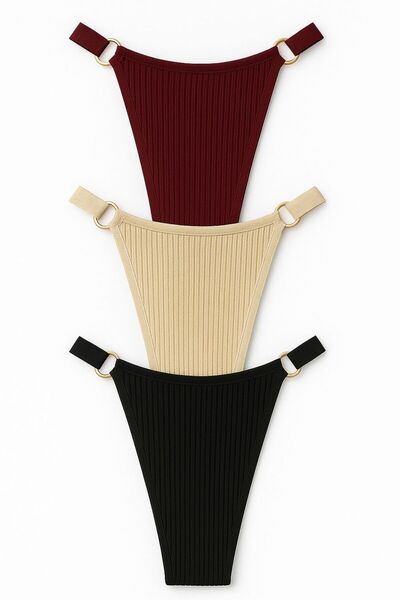 MAVİ QUMSAL Ribana Halkalı Tanga 3'lü Set