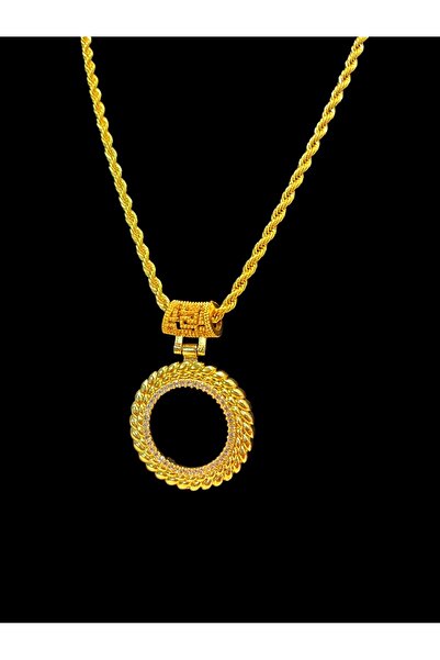 stainless steell Leyal Yarım Altın Çerçeveli Kolye (Altın Kaplama)