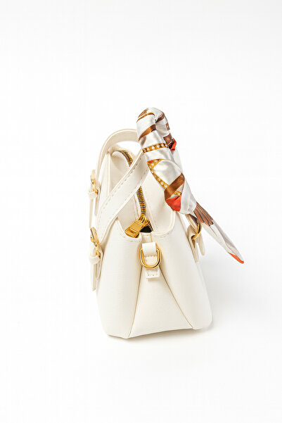 Nova Women's White Mini Hand and Shoulder Bag with Scarf Detail