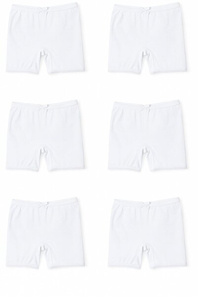 MAVİ QUMSAL Kız Çocuk Ribana Paça Lastikli Pamuklu Şort 6'lı Set